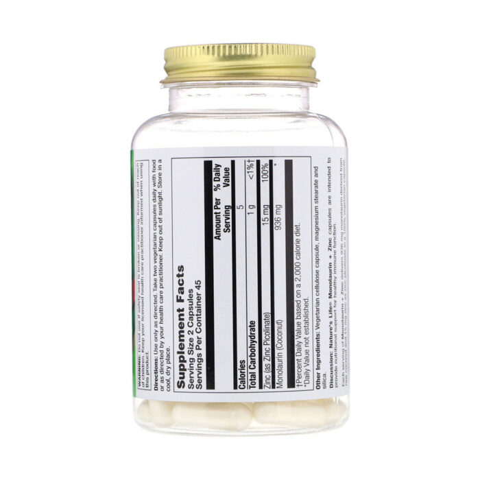 Nature's Life Monolaurin + Zinc - Immune System Support - Image 2