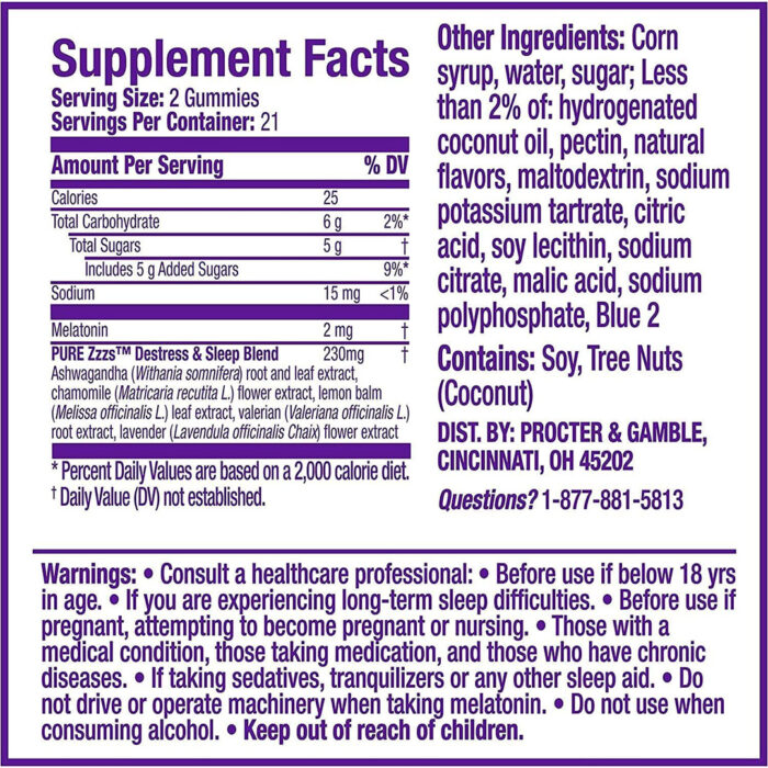 Vicks ZzzQuil PURE Zzzs Sleep+De-Stress Melatonin Gummies - Image 2