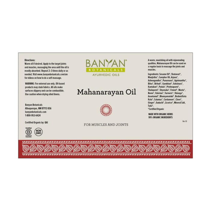 Banyan Botanicals Mahanarayan Oil: Ayurvedic Massage Oil for Muscles and Joints - Image 2