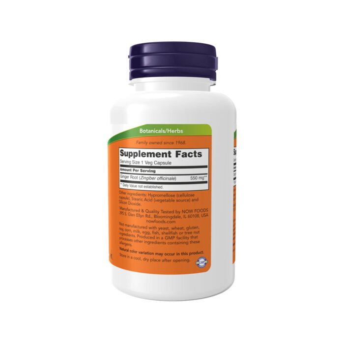 NOW Ginger Root - 550 mg - 100 Veg Capsules - Image 2