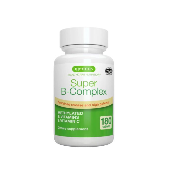 Igennus Super B-Complex – Methylated B-Vitamins & Vitamin C (180 Tablets) - Image 1