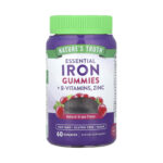 Nature’s Truth Essential Iron Gummies + B-Vitamins, Zinc – 60 Gummies