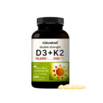 NatureBell Double Strength Vitamin D3 + K2 (10,000 IU / 200mcg) – 240 Softgels