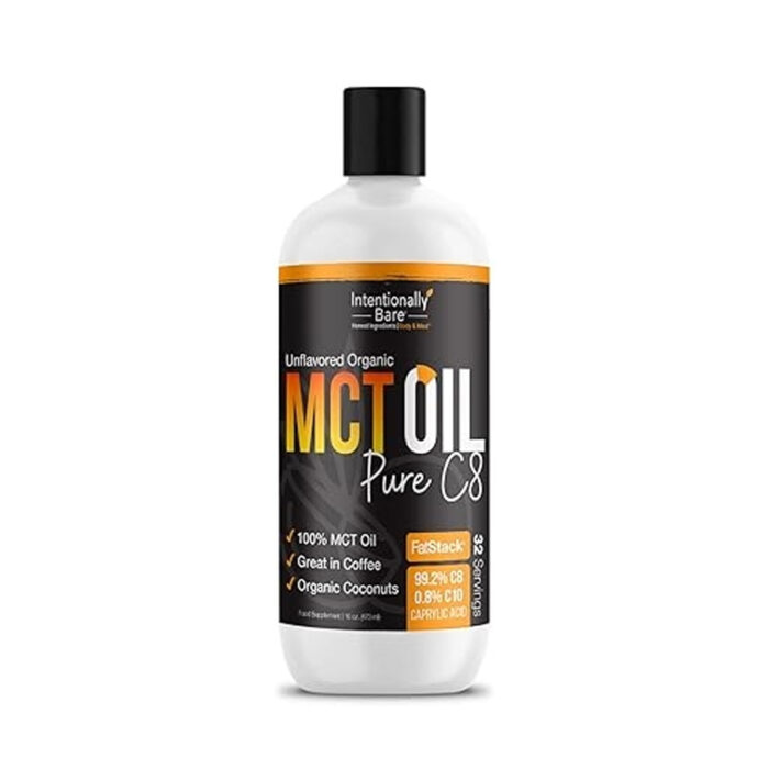 Artboard 1 copy 31 Intentionally Bare Unflavored Organic MCT Oil – Pure C8 (16 oz) - Image 1
