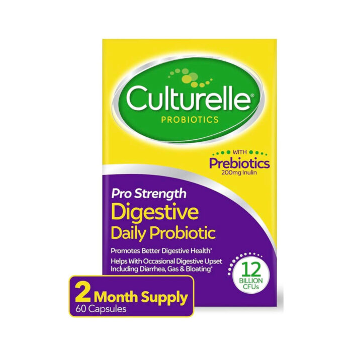 Culturelle Probiotics Pro Strength Digestive Daily Probiotic – 12 Billion CFUs – 60 Capsules - Image 1